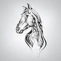 Silhouette of a horse in the patterns of. Vector illustration Royalty Free Stock Photo