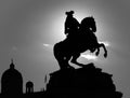 Silhouette of a horseman sculpture in vienna