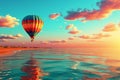 Silhouette of hot air balloon. breathtaking sunset scene with close-up detail and contrasting lines Royalty Free Stock Photo