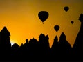 Silhouette,hot air balloon an fairy chimneys