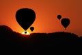Silhouette of hot air balloons.