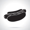 Silhouette of hot dog with mustard