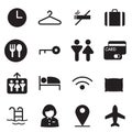 Silhouette Hotel, hostel, motel icons Royalty Free Stock Photo