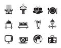 Silhouette Hotel, motel and holidays icons Royalty Free Stock Photo