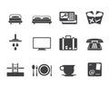 Silhouette Hotel and motel icons Royalty Free Stock Photo