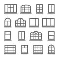 Silhouette house empty comfort windows estate building decoration icons set flat design template vector illustration Royalty Free Stock Photo