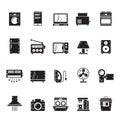 Silhouette Household appliances and electronics icons Royalty Free Stock Photo