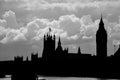 Silhouette of Houses of Parliamant and Big Ben Royalty Free Stock Photo