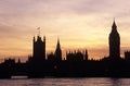 Silhouette of Houses of Parliament, London Royalty Free Stock Photo