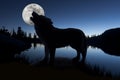 Silhouette of Howling Wolf Royalty Free Stock Photo