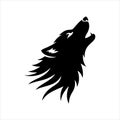 Silhouette of a howling wolf head isolated on white background Royalty Free Stock Photo