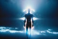 Silhouette of human astral human body concept image for near death experience, spirituality, and meditation - AI Generated