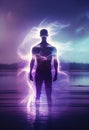 Silhouette of human astral human body concept image for near death experience, spirituality, and meditation - AI Generated