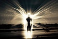 Silhouette of human astral human body concept image for near death experience, spirituality, and meditation - AI Generated