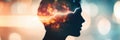 Silhouette of a human with brain activity illustration depicting thought process concept Royalty Free Stock Photo