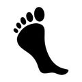 Silhouette of a human footprint on a white background. Royalty Free Stock Photo