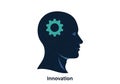 Silhouette of a human head with a gear inside symbolizing innovation and creative thinking Royalty Free Stock Photo