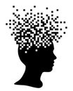 Silhouette of human head, pixel art Royalty Free Stock Photo