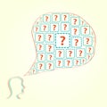 Silhouette of Human Head with Question Icons Royalty Free Stock Photo