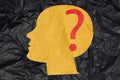 Silhouette of a human head and a question mark, concept of searching for truth Royalty Free Stock Photo