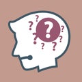 Silhouette of Human Head With Question Mark in His Head Royalty Free Stock Photo