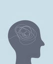 Silhouette of human head thoughts inner confusion difficulty mess chaotic mind Royalty Free Stock Photo