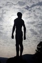 Silhouette of a human statue of stone