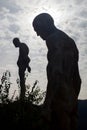 Silhouette of human statues of stone