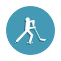 Silhouette Ice Hockey icon in badge style. One of Winter sports collection icon can be used for UI, UX Royalty Free Stock Photo