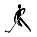 Silhouette ice hockey player skating with stick isolated illustration. Royalty Free Stock Photo