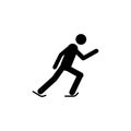 Silhouette Ice skating athlete isolated icon. Winter sport games discipline. Black and white design vector illustration. Web picto Royalty Free Stock Photo