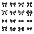 silhouette icon bow tie vector illustration set. ribbon symbol and accessory logo Royalty Free Stock Photo