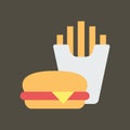 Silhouette icon burger and french fries