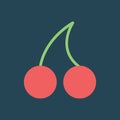 Silhouette icon cherry. Flat vector illustration.