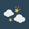 Silhouette icon clouds and stars