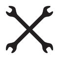 Silhouette icon of crossed wrenches. Workshop, mechanic, repair service logo template. Clean and modern vector illustration.