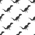 Silhouette Icon Dinosaurs Vector Seamless Pattern. Background for typography Royalty Free Stock Photo