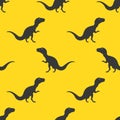 Silhouette Icon Dinosaurs Vector Seamless Pattern on yellow background Background Wallpaper Royalty Free Stock Photo