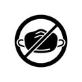 Silhouette icon, End of quarantine. Outline emblem of cancel pandemic. Black illustration of relieving need to wear medical mask.