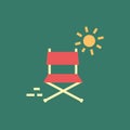 Silhouette icon folding chair and sun
