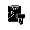 Silhouette icon, Machine for removing pellet from sweater. Device for care of textile, wool, knitwear. Outline illustration of