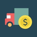 Silhouette icon money truck. Flat vector illustration.