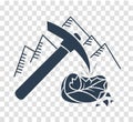 Silhouette icon mountain, pickaxe Royalty Free Stock Photo