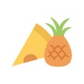 Silhouette icon pizza with pineapple