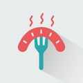 Silhouette icon sausage with fork