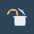 Silhouette icon sausage in saucepan