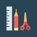 Silhouette icon school tools. Flat vector illustration. Royalty Free Stock Photo