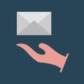 Silhouette icon send letter. Flat vector illustration.