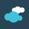 Silhouette icon two clouds. Flat vector illustration. Royalty Free Stock Photo