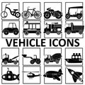 Silhouette icons vehicle types